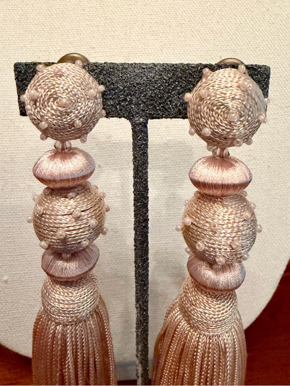 Oscar de la Renta Pink Dot Ball Tassel Earrings - Picture 13 of 16